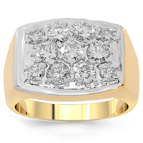 14K Yellow Gold Mens Diamond Ring 2.50 Ctw