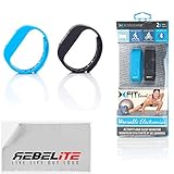 Xfit Wireless Bluetooth Activity / Fitness Tracker With Sleep Monitor - Includes 2 Colored Bands in Total Works for Iphone 6, 6 Plus, 5s, 5c, 5, 4s, Samsung Galaxy S5, S4, S3, Note 2, Tab 4, Ipad 3, Ipad Air, Mini, Ipad, Ipad Retina, Ipad Touch Gen 5 or newer - (Black/Blue)