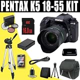 51LHsvZMMyL. SL160  Pentax K 5 16.3 MP Digital SLR with 18 55mm Lens and 3 Inch LCD (Black) + DLI90 Battery + 16GB SDHC DavisMAX Accessory Kit Bundle