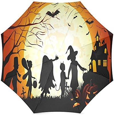 Happy Halloween's Day Gifts Scary Ghosts Pumpkin Custom Folding Portable Outdoor Rain /Sun Umbrella Beach Travel Shade Sunscreen For Women/Men
