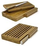 Mango Leaf 65036 Bamboo Bread Board with Knife and Removable Crumb Rack