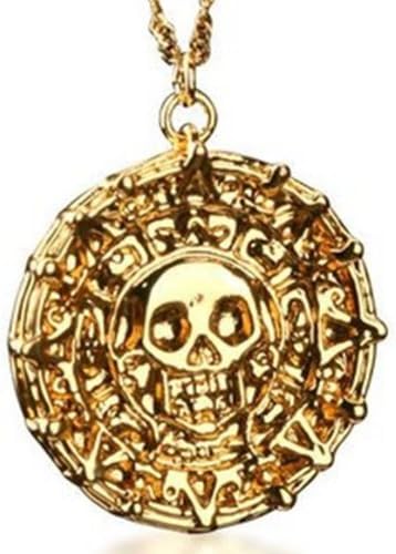 Sunkee Pirates of the Caribbean Aztec Shiny Gold Plated Oin Pendant Necklace