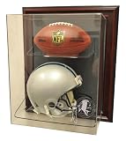 Washington Redskins Helmet and Football Case-Up Display, Mahogany - Acrylic Football Display Cases