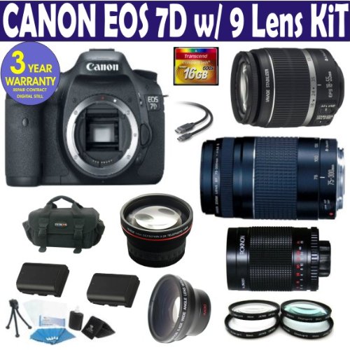 Canon EOS 7D 9 Lens Deluxe Kit  EF-S 18-55mm 