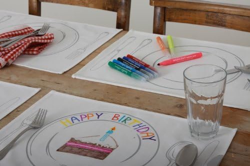 Cotton Canvas Placemat and Pen Set (Set of 14)