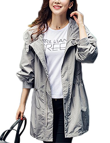 Notting hill 春秋 大人 レディース ジャンパー アウター ブルゾン フード ジッパー ゆったり カジュアル シンプル ラフ デイリー スタイル ストレート グレー ブラック サイズ S〜XL SSK-0111