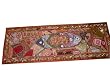Ethnic Rust Orange Red Beaded Vintage Sari Wall Hanging India Table Tapestry 60