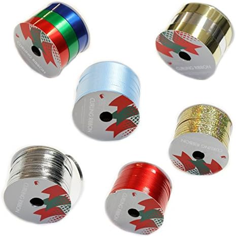 Pack of 6 Curling Ribbon Rolls in Assorted Colors and Styles