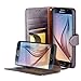 AceAbove Leather Wallet Cover with Hand Strap for Samsung Galaxy S6 - Dark Brown