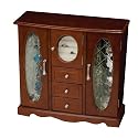 Mele & Co. Canterbury Upright Glass Door Jewelry Box in Walnut Finish , 13 1/4" x 5" x 12 3/8"