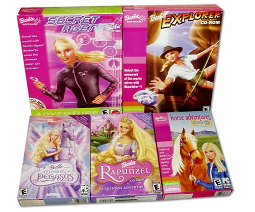 Barbie 5 Game Pack: Horse Adventures Magical Pegasus, Rapunzel, Explorer, and Secret Agent