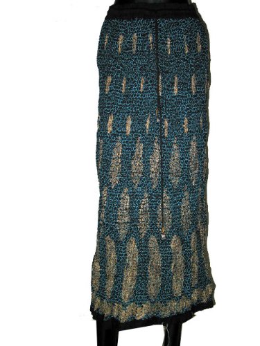 Yale Blue Gypsy India Boho Bellydance Cotton Crinkle Skirt 38 Inches