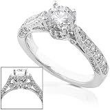 One of a Kind 1-5/8ctw Round Brilliant Diamond Engagement Ring in 18kt White Gold