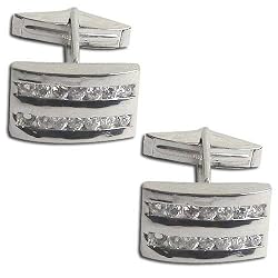 Love Gifts Sterling Silver Zircon Gemstone Cufflink Set (cflng231)