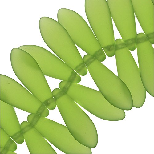 Czech Pressed Glass 5 x 16mm Dagger Beads - Matte Olivine (25)