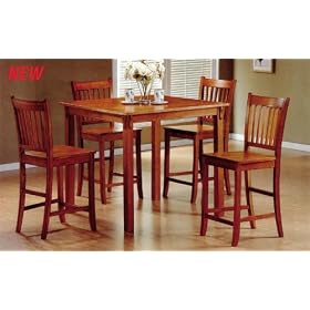 5pc Mission Solid Hardwood Counter Height Dining Table and 4 Barstools Set by AtHomeMart