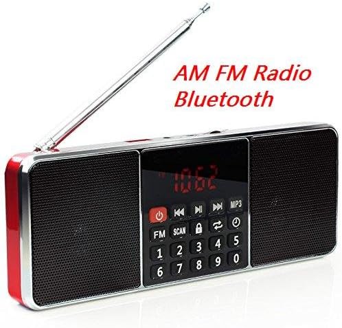 Portable Mutifunctional Bluetooth Dual Channel Digital AM / FM Radio Media Speaker Wireless Speaker MP3 Music Player Support TF Card / USB Disk with LED Screen Display and Clock Function (L-288-Red)