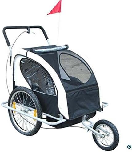 Kissmoj 2-in-1 Double Child Bike Trailer and Stroller - Black