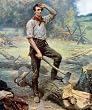 Lincoln the Rail Splitter, Painting by J.L.G. Ferris ca. 1909 - Unusual 16"x20" Photographic Print from the Library of Congress Collection