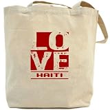 Canvas Tote Bag Beige  Love Haiti  Country