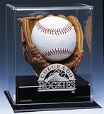 COLORADO ROCKIES AUTOGRAPH BASEBALL DISPLAY CASE w/ GLOVE