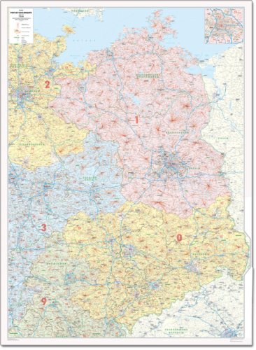 Bacher Postleitzahlenkarte Deutschland Nord-Ost 1 : 350 000. Poster-Karte Papier: Brandenburg, Berlin, Mecklenburg-Vorpommern, Sachsen-Anhalt, ... ...