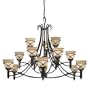 Minka Lavery 1979-1-138 Aspen II 15 Light Large Foyer Chandelier in Aspen Bronze with Rustic Scavo glass