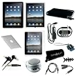 13-Item Accessories Bundle for Apple iPad Tablet Wifi / 3G skin case, sleeve, earphone, screen protector, crystal case, FM transmitter, speaker, cable + more
