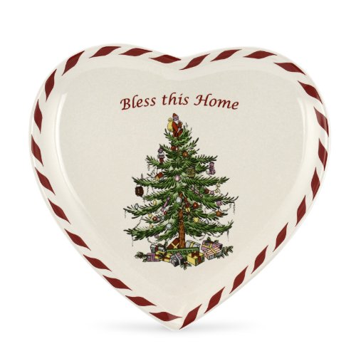 Spode Christmas Tree Peppermint Heart Plate, 8-Inch