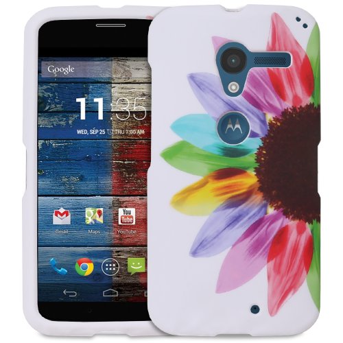 Fosmon MATT-DESIGN Series Slim Fit Rubberized Case Cover for Motorola Moto X 1st Generation (Colorful Sunflower)