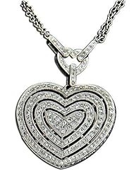 14K White Gold Heart Shape Diamond Locket 1.1 inch x 1.1 inch White Gold