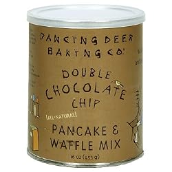 Dancing Deer Baking Co. Pancake and Waffle Mix, Double Chocolate Chip, 16-Ounce Tin (Pack of 3)