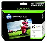 Original HP 60 Series Tri-color Ink Cartridge with 50 Sheets 4x6 inch HP Advanced Photo Paper Photo Value Pack in Retail Packaging (CG845AN)