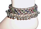 Jeweled metal anklet with bells