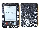 Black with White and Gray Vintage Flower Garden Art Rubber Texture Barnes and Nobles BN E-Book Reader Nook Snap on Case