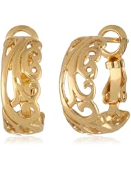 Gold Plated Sterling Silver Clutchless Filigree Clip-On Earrings