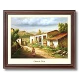 Mexican Casa De Villa Spanish Landscape Home Decor Wall Picture Cherry Framed Art Print
