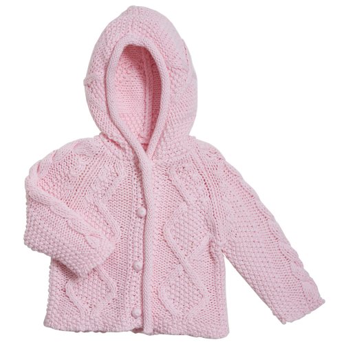Elegant Baby Fisherman Cable Sweater in Pink, 6 Months