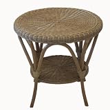 Reformation Childrens Cane Coffee Round Side Table Natural Finish