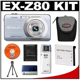 Casio Exilim EX-Z80 (Blue) Digital Camera with NP-60 Battery + Case + Cameta Bonus...