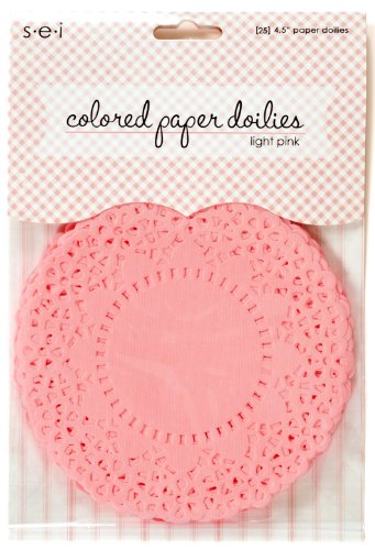 Sew Easy Industries 25 Doilies, 4 by 4-Inch, Light Pink