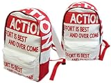 【送料無料】キャンバスACTIONリュック★ホワイト/レッド