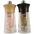 Pair Peugeot Traditional Pepper and Salt Grinders Mills with Pink Diamond Salt and Penja White Pepper