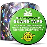Bird Repellent Scare Tape, Simple Bird Control Device to Keep Birds Away. Stops Damage and Scares Birds. Deterrent Works Great with Netting, Spikes, or a Scarecrow - 125 Ft. (38.1m) Roll