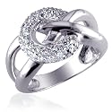Breathtaking Romance: Sterling Silver Love Knot Promise Ring with CZ Diamonds
