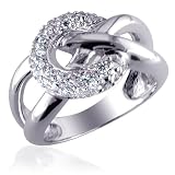 Breathtaking Romance: Sterling Silver Love Knot Promise Ring with CZ Diamonds