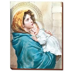 Wood Plaque - Madonna of the Streets - Mounted on 1/4" Wood And Beveled Frame - 13"x16" - MADE IN ITALY