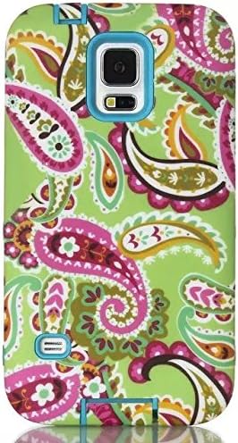 LliVEER i9600 Case,Galaxy S5 Case,Samsung S5 i9600 Case,Case for Galaxy i9600,Galaxy S5 Hybrid Case,LliVEER 3 Layer Design Cashew Flowers Pattern Hybrid Shock-Absorption Bumper Slim Hard Back Shell Case Cover Protector Fit for Samsung Galaxy S5 i9600 Blue