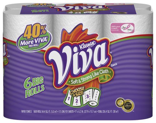 Childrens Toyshop  Health & Personal Care : Viva Towel Big Roll Choose-A-Size, Six 115-sheet Rolls (Pack of 4)