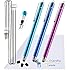 Bundle of 3PCS Premium Branded 5.5" Thin-Tip High Precision Universal Capacitive Stylus Pens + Extra 3 Replaceable Tips and 3 X 15" Detachable Elastic Lanyards (Aqua Blue/Dark Blue/Purple)